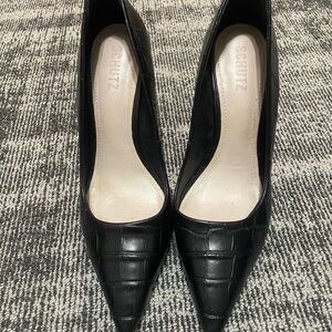 SCHUTZ Black Croc-Patterned Heels